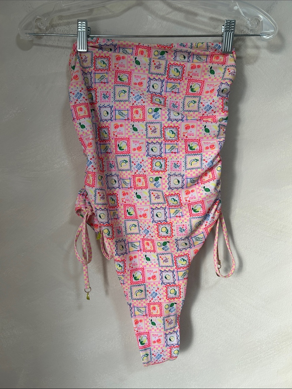 Kulani Kinis Citron Coast Ruched One Piece pink patterned ruched cheeky medium - Picture 3 of 13